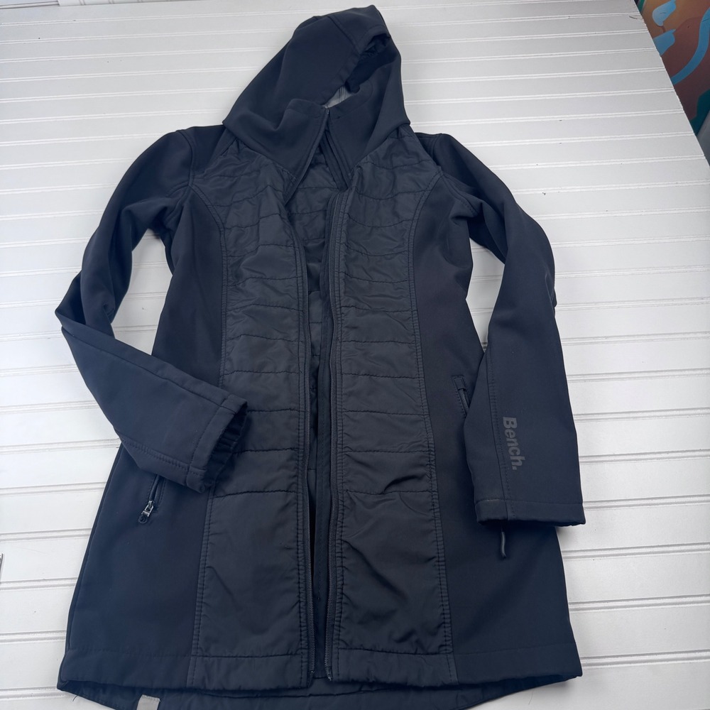 Bench Women's Black Small Long Coat Broken Zipper